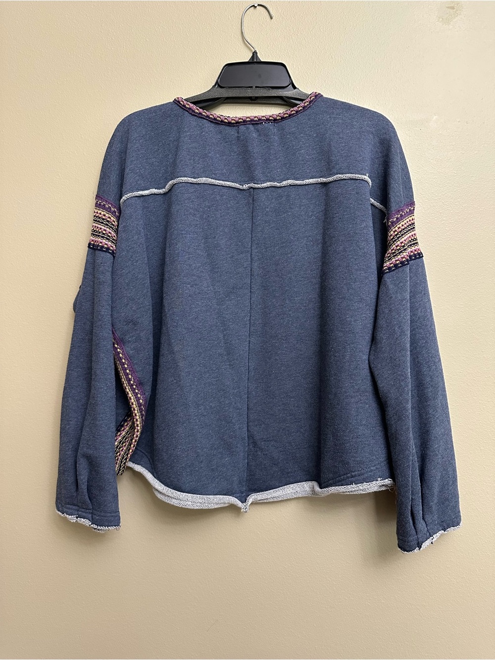 NATURAL LIFE Knit Trim Indigo Sweatshirt Size Large / XL - Picture 8 of 10